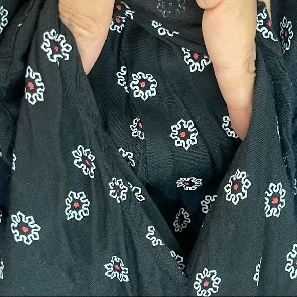 Free People Ny Printed Beck Mini Dress Womens Small Petite Black Floral - Picture 9 of 12